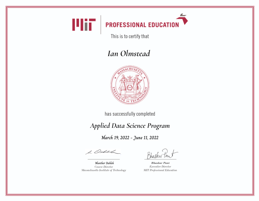 MIT Certificate